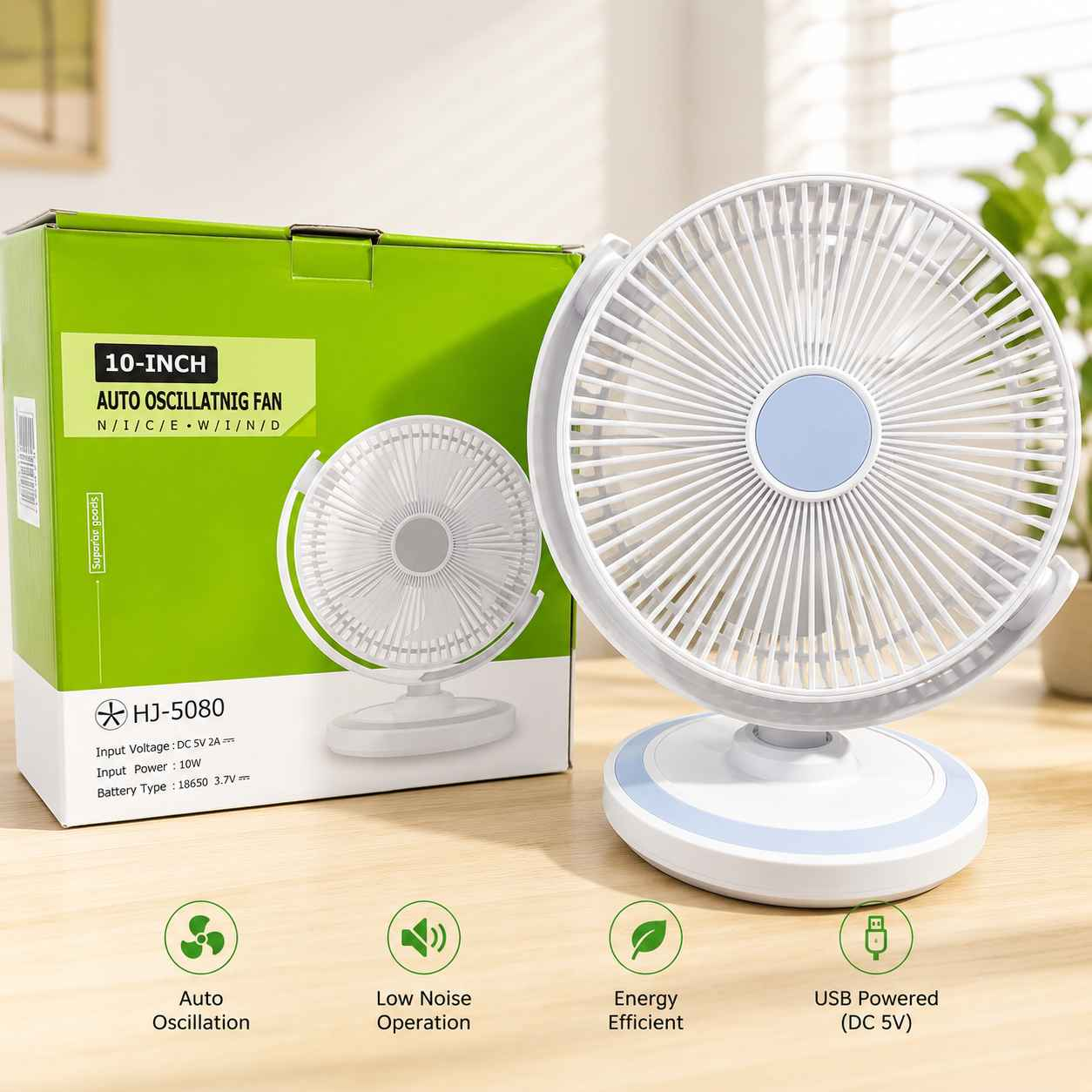 Auto Oscillating Desktop Fan